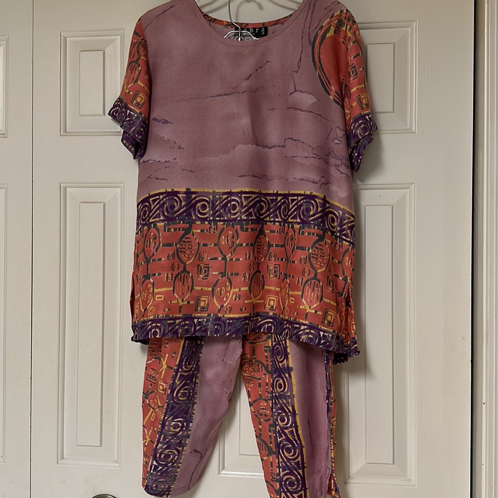 Zebra purple & orange ladies two piece SZ M set